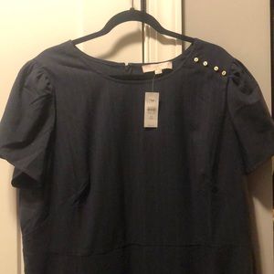 Loft Navy Blue Pin Stripe dress